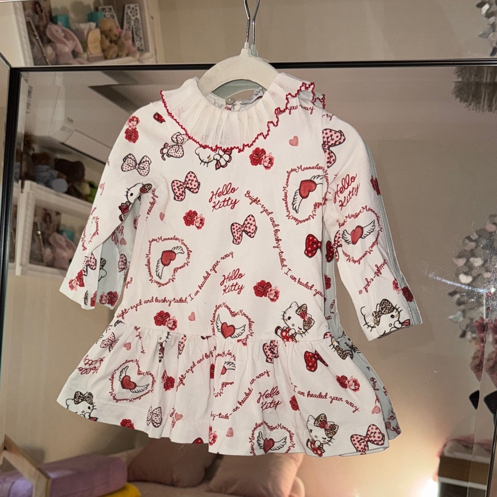 Hello Kitty White and Red Patterned Dress